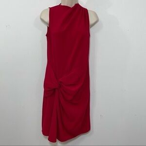 Jackie Rogers draped sheath mini dress red size 6 high leg slit sexy keyhole